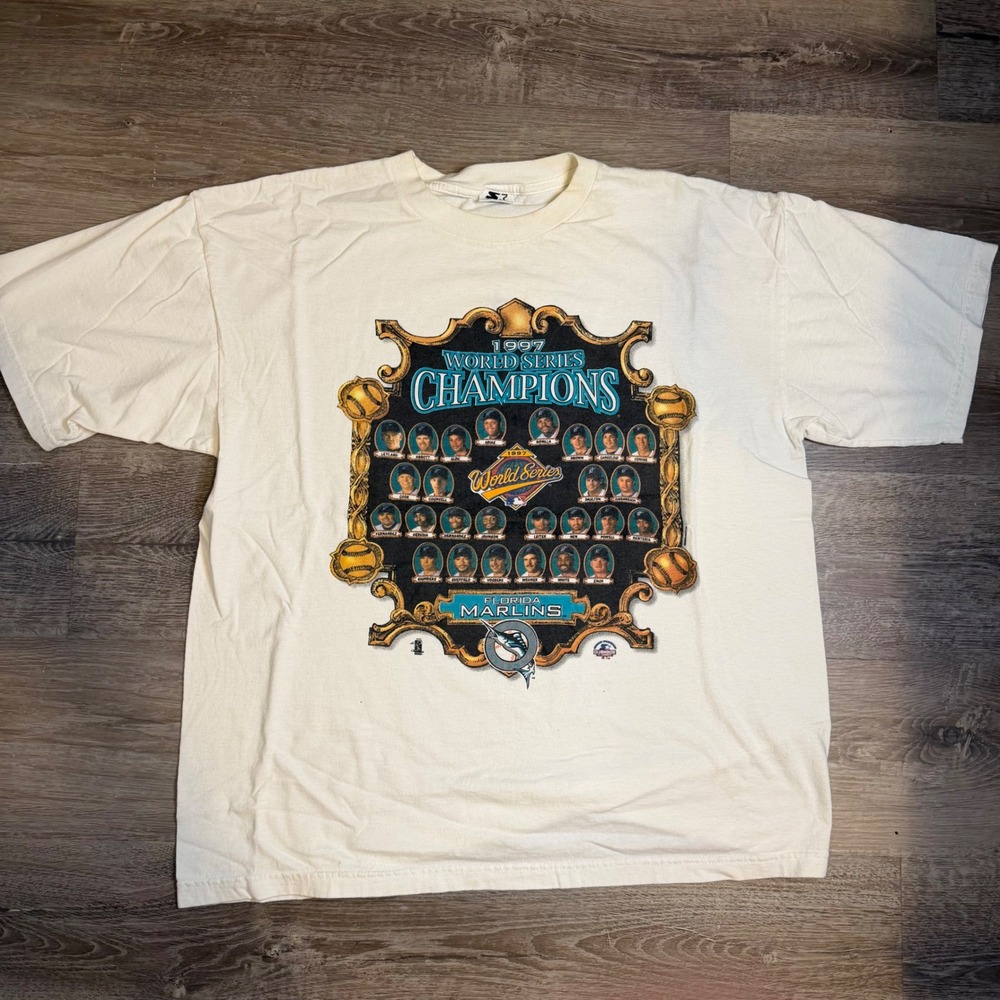 Vintage 1997 Florida Marlins World Series Champions Starter Shirt Large USA Made